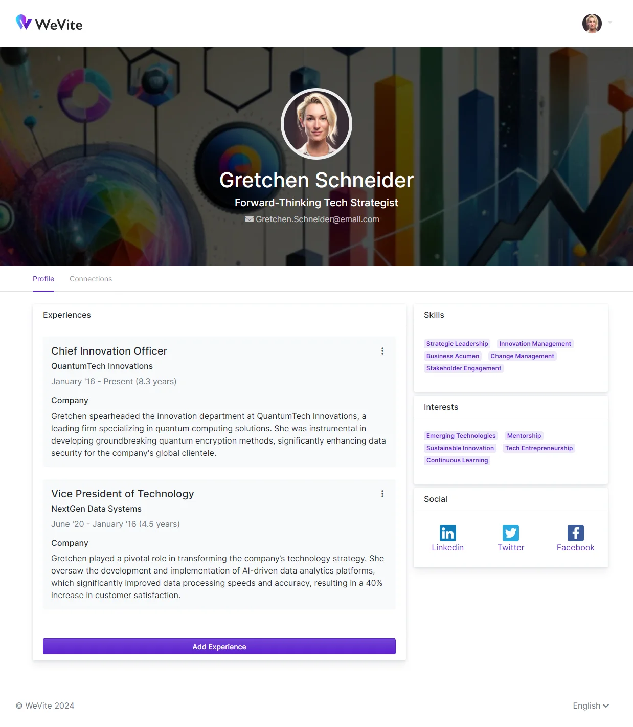 Desktop user profile page with community information