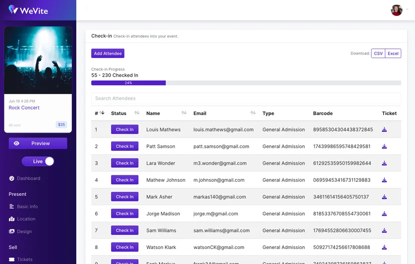 Organizer scanning attendee's QR code on a phone at event entry