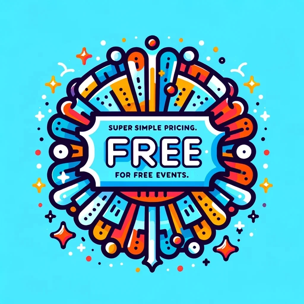 WeVite pricing illustration showing free events with no hidden fees