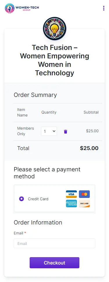 One-step checkout with card and cash-at-door options