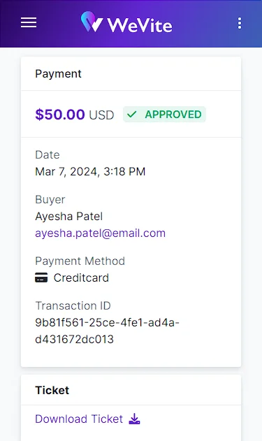 Event management dashboard with analytics and attendee data