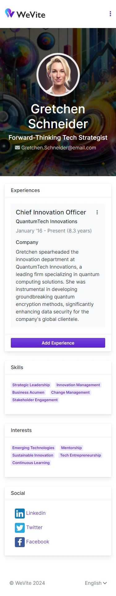 Mobile user profile page with community information