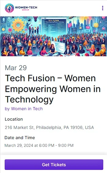 WeVite mobile event page design showing sleek, modern interface